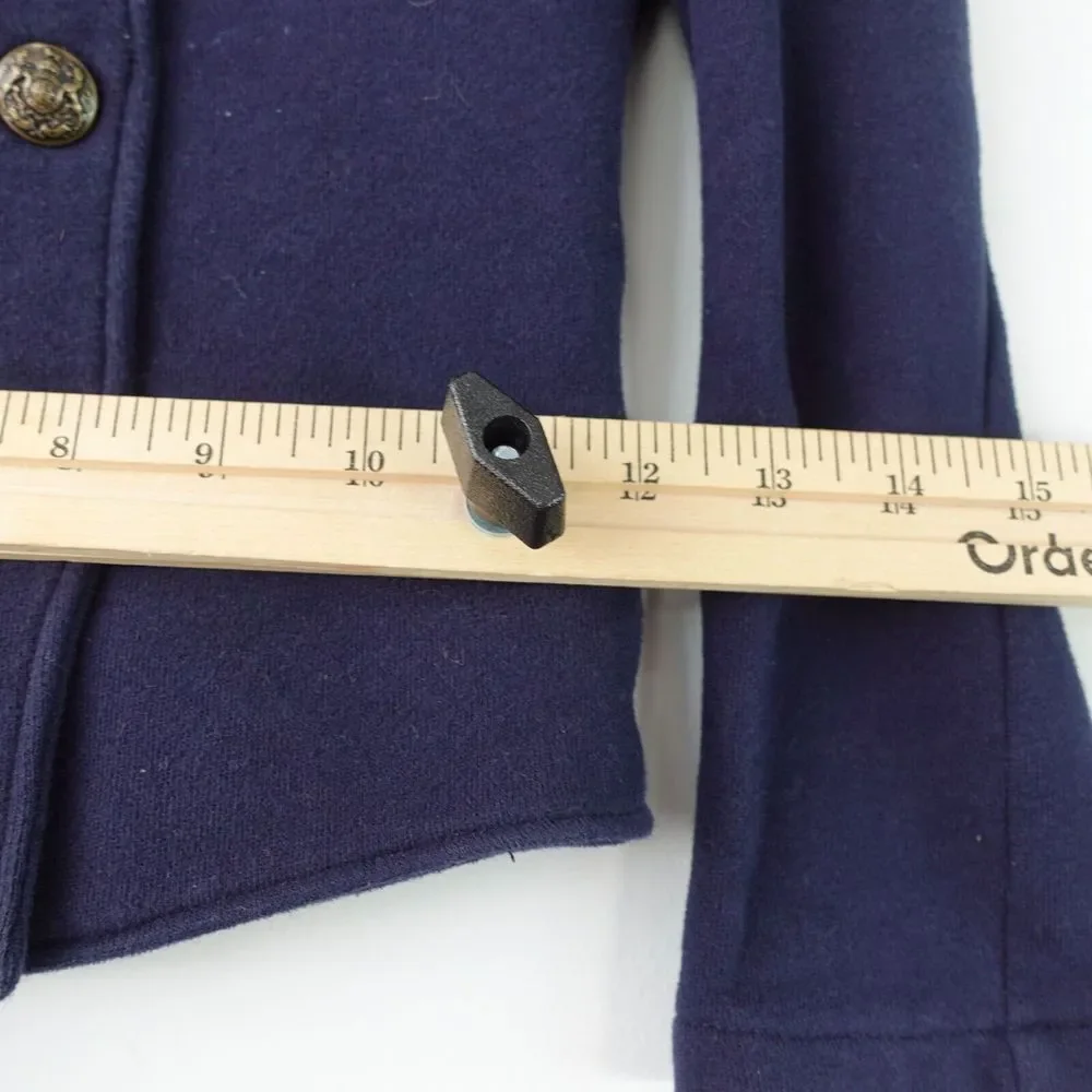 POLO‎ Ralph Lauren Girls Military Jacket 6 Navy Blue Crop Cotton Bronze Button